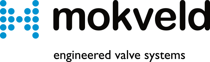 Logo of Mokveld with blue dot pattern forming an 'M' on the left, followed by the words "mokveld engineered valve systems" in black.