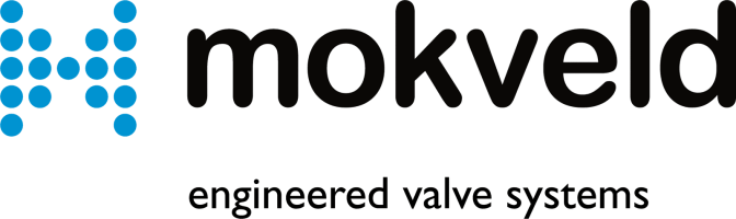 Logo of Mokveld with blue dot pattern forming an 'M' on the left, followed by the words "mokveld engineered valve systems" in black.