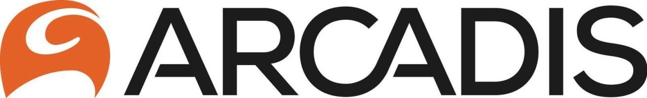 Arcadis logo with an orange swirl symbol on the left and the word "ARCADIS" in bold black letters on the right.