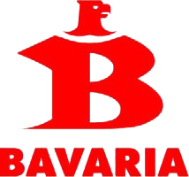 Red logo featuring a stylized letter "B" with an eagle head on top, above the word "BAVARIA" in bold red lettering.