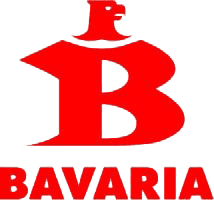 Red logo featuring a stylized letter "B" with an eagle head on top, above the word "BAVARIA" in bold red lettering.