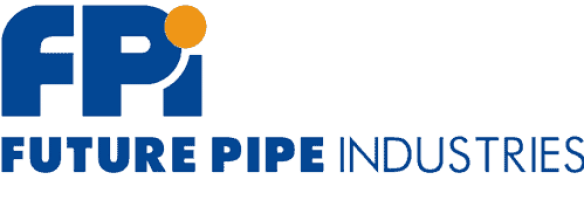 Logo of Future Pipe Industries, a leader in industrial solutions, showcasing blue "FPI" letters with an orange dot above the "P" and the company name in blue text below.