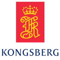 The Kongsberg Digital logo showcases a red and yellow emblem adorned with a crown, complemented by the word "Kongsberg" in bold blue capital letters below.