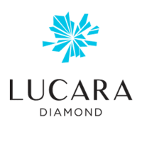 A sleek logo featuring a blue abstract geometric design tops the bold black letters spelling "Lucara Diamond," capturing the essence of elegance and precision that defines the Lucara brand.