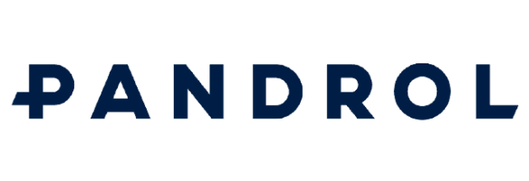 The image shows the logo "PANDROL" in bold, dark blue capital letters on a white background.