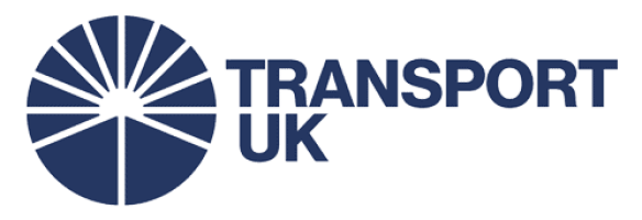 The logo of Transport UK elegantly features a stylized circle bisected by sleek lines, sitting beside the bold text "Transport UK".